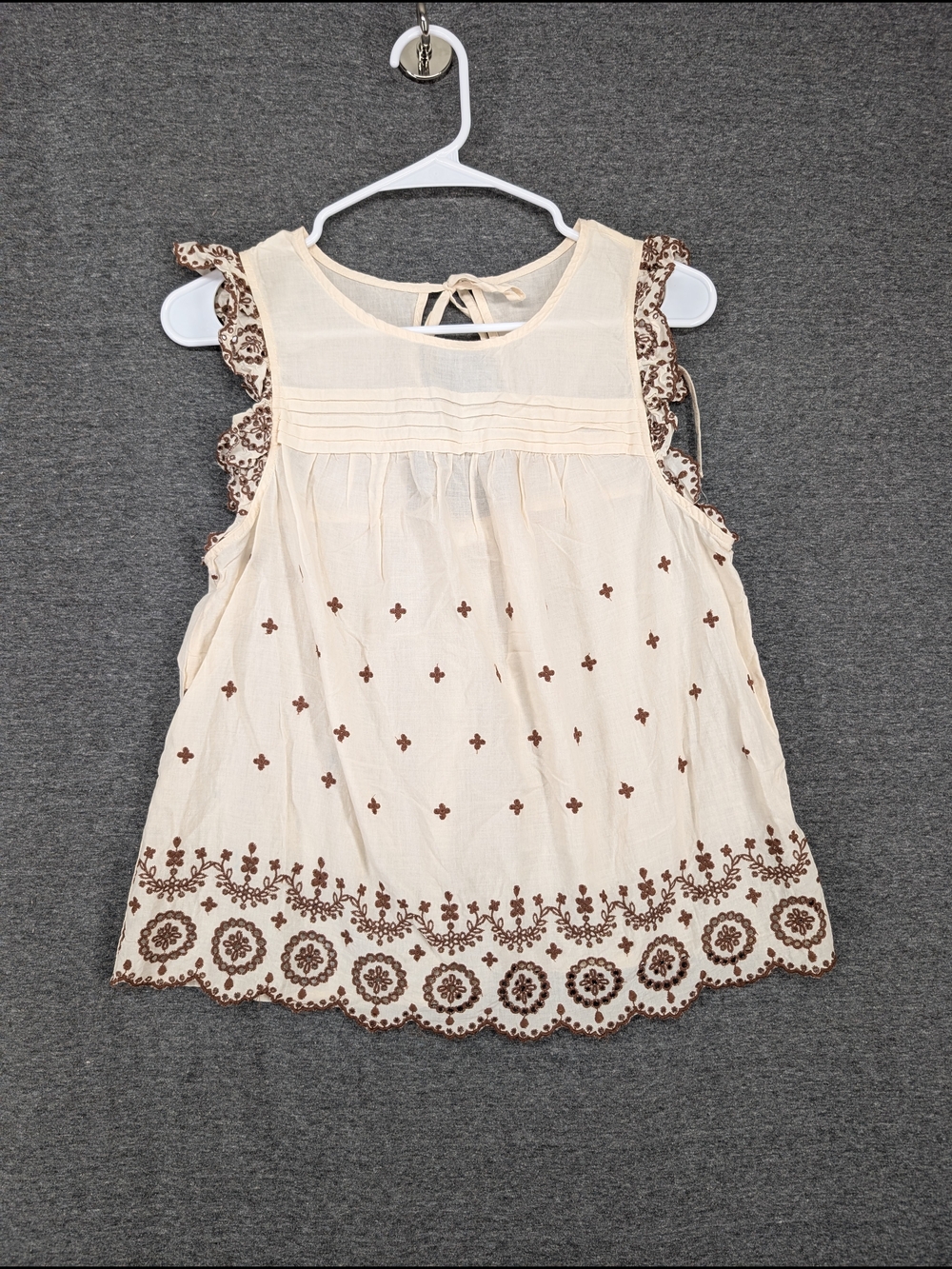 sleeveless cotton peasant-style blouse